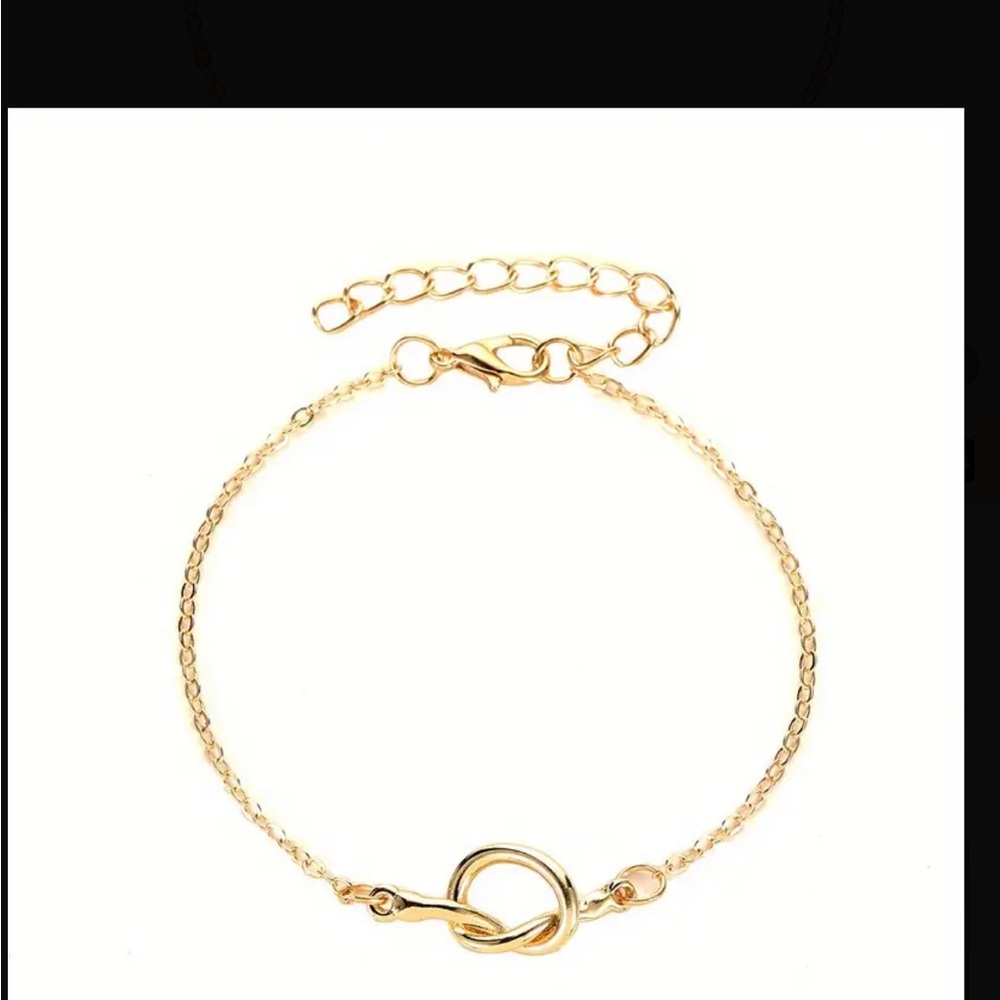 Gold Tone Knot Design Adjustable Anklet